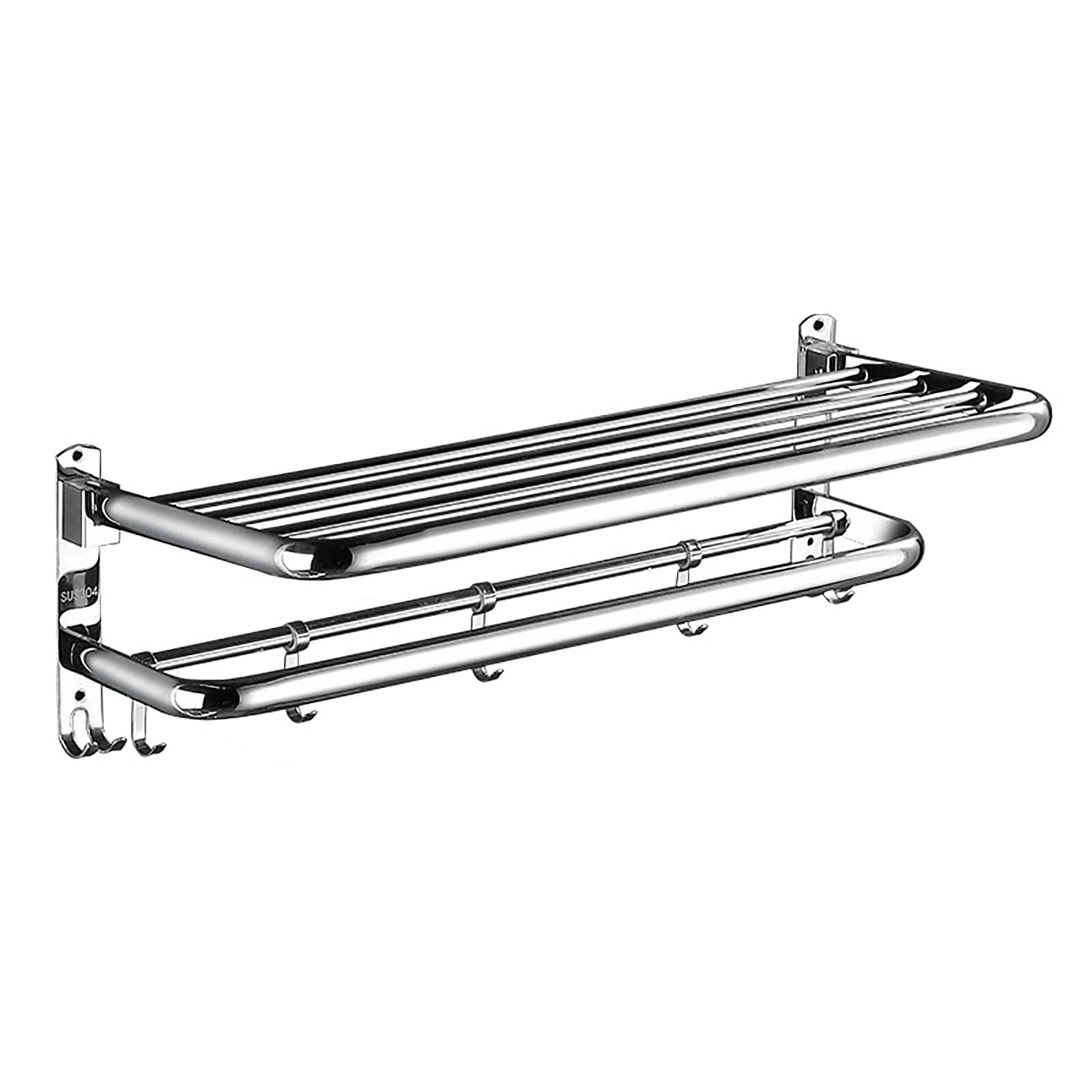 Porte-serviettes pliable en acier inoxydable anti-rouille avec étagère de rangement