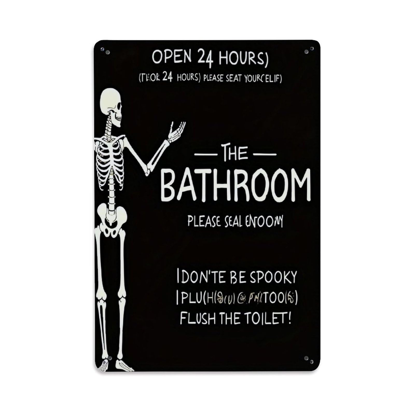 Skeleton Bathroom Sign Humor Art Retro Metal Tin Sign, Vintage Decor Art Poster for Bar, Home, Man Cave, Kitchen, Laundry Room Gift 8x12Inch