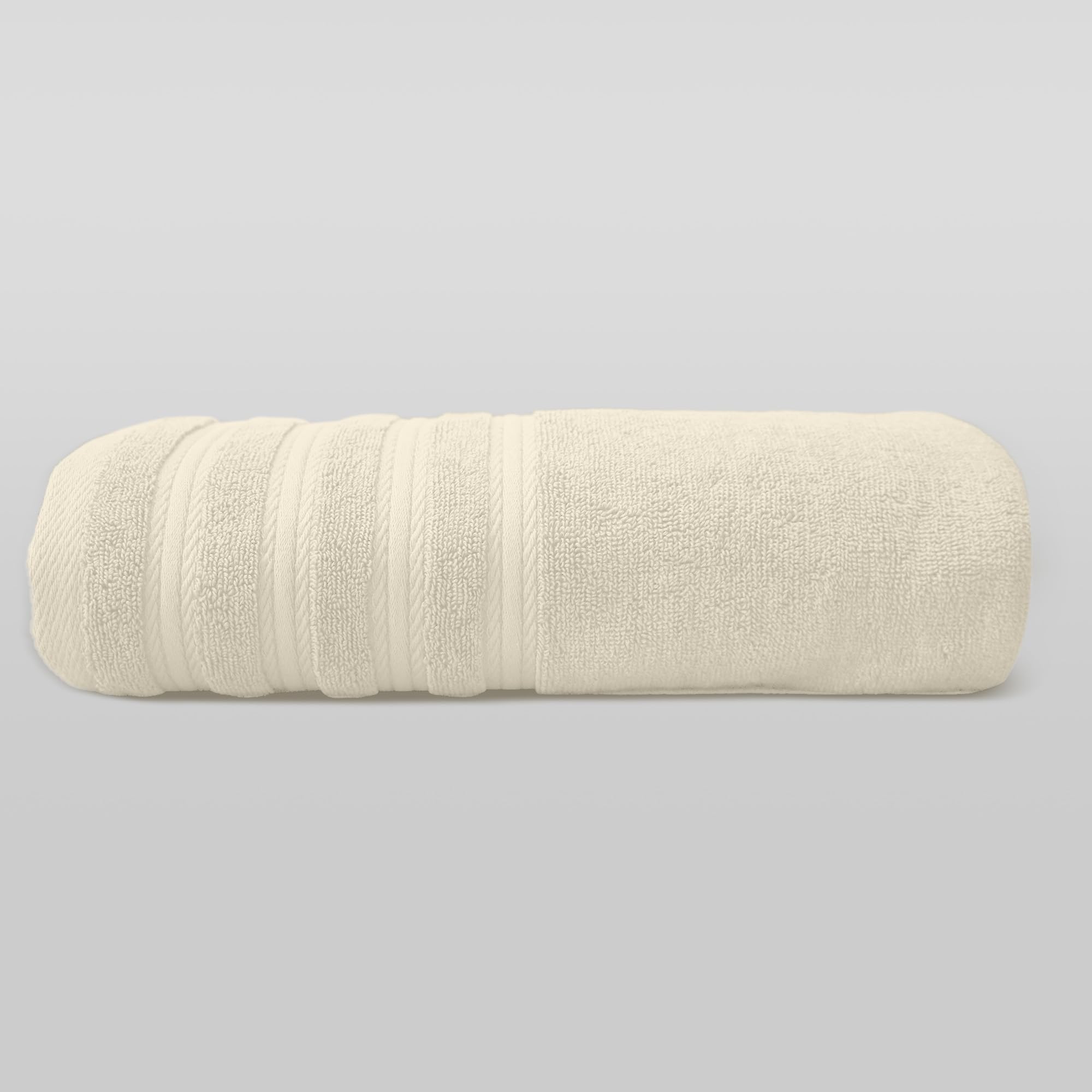 Luxury Bath Towel - Cotton, 600 GSM Terry Fabric, Soft & Highly Absorbent, Quick-Dry, Elegant Dobby Border, Ring Spun for Spa-Like Comfort, Size: 70x140cm, Cream