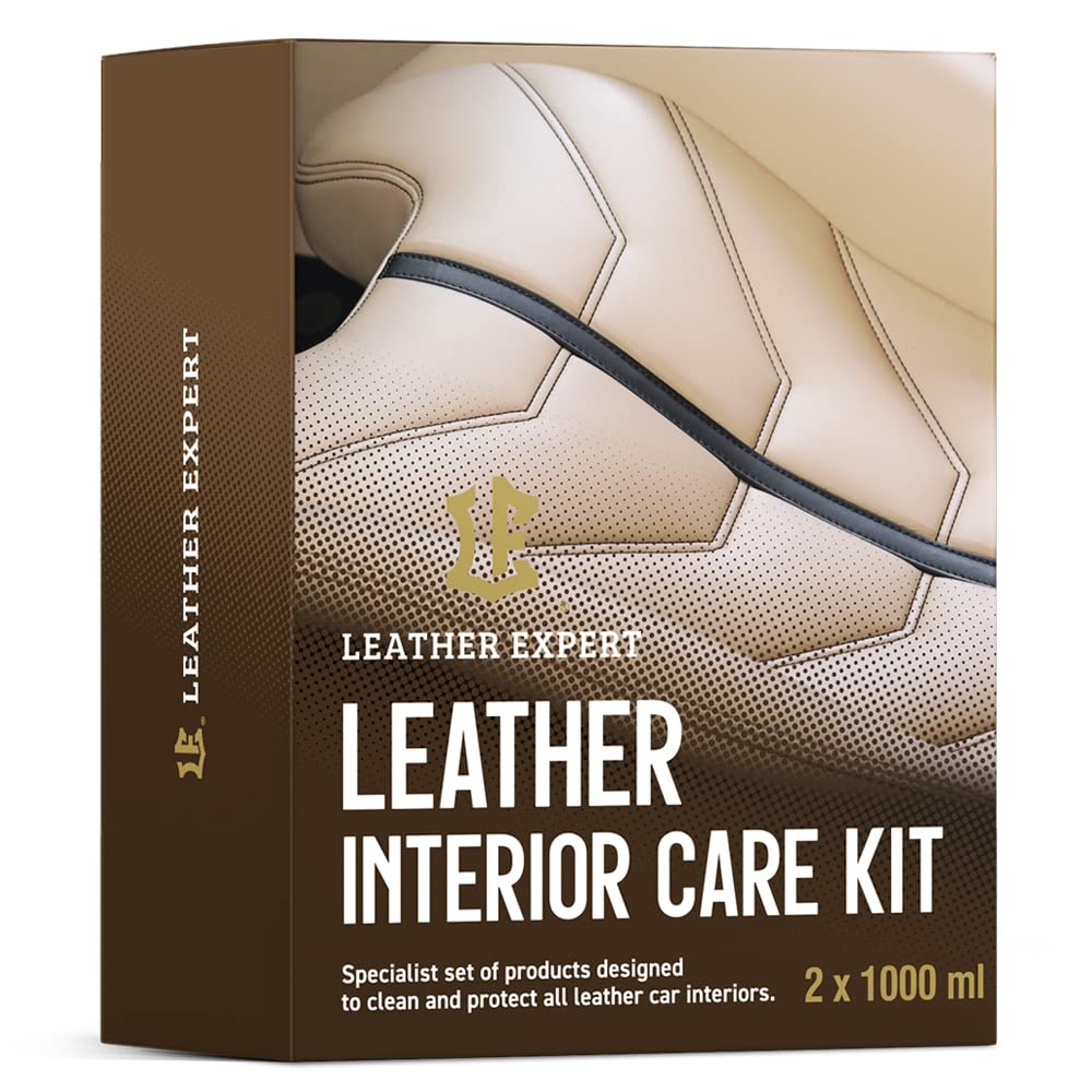 Leather Expert Interior Care Kit 2 x 1000 ml – Kit di pulizia e cura per la pelle Set detergente per pelle liscia Set per la pulizia di tappezzeria auto in pelle condizionatore per pelle nuova e usata