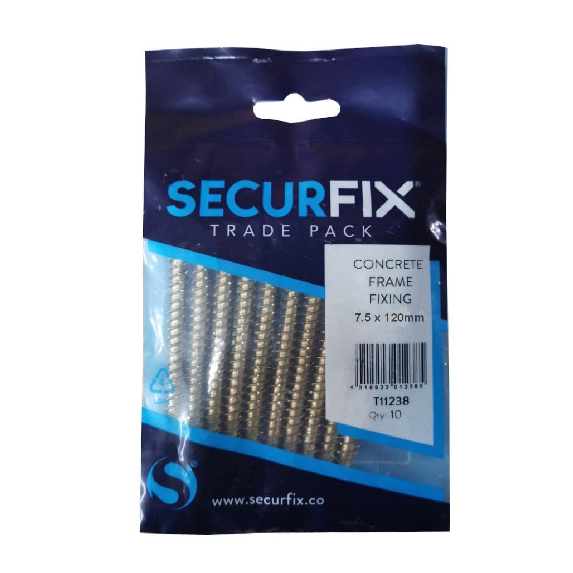10 x Concrete Frame Screws 7.5 x 120mm Window Fixings for Masonry Stone & Brick