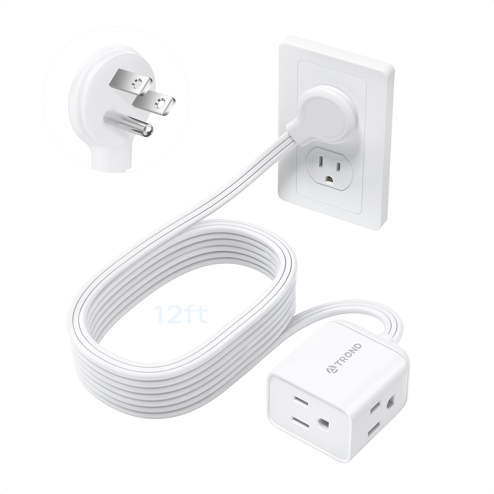 TROND 6ft Right Angle Extension Cord - Space Saving! -15 TROND 6ft Right Angle Extension Cord - Space Saving! -15
