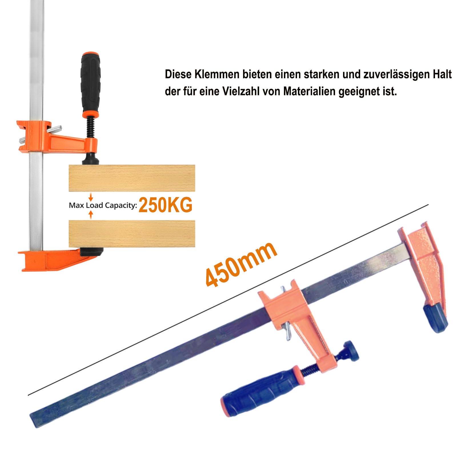 Schroefklemmenset 4 stuks, schroefklemmen spanwijdte 450 mm