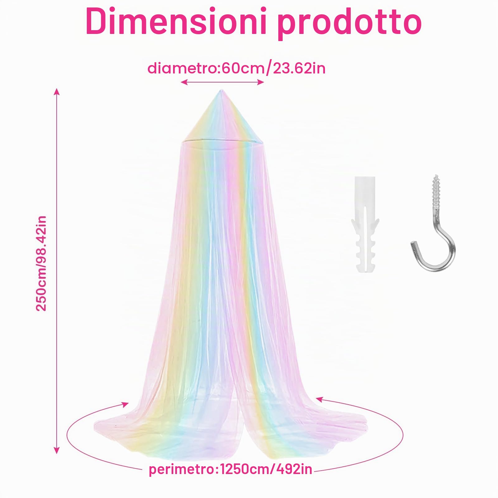 Baldacchino per Letto Bambina, Diealles Shine Baldacchino per Letto Bambina, Cupola Zanzariera Letto Matrimoniale, Mesh Zanzariera Da Viaggio Interni Ed Esterni, WZ01-CS