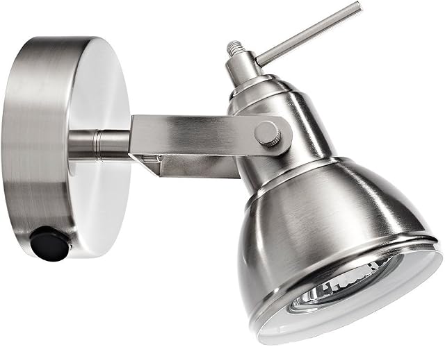 Unique Industrial Designed Satin Nickel Switched Wall Spot Light by Happy Homewares