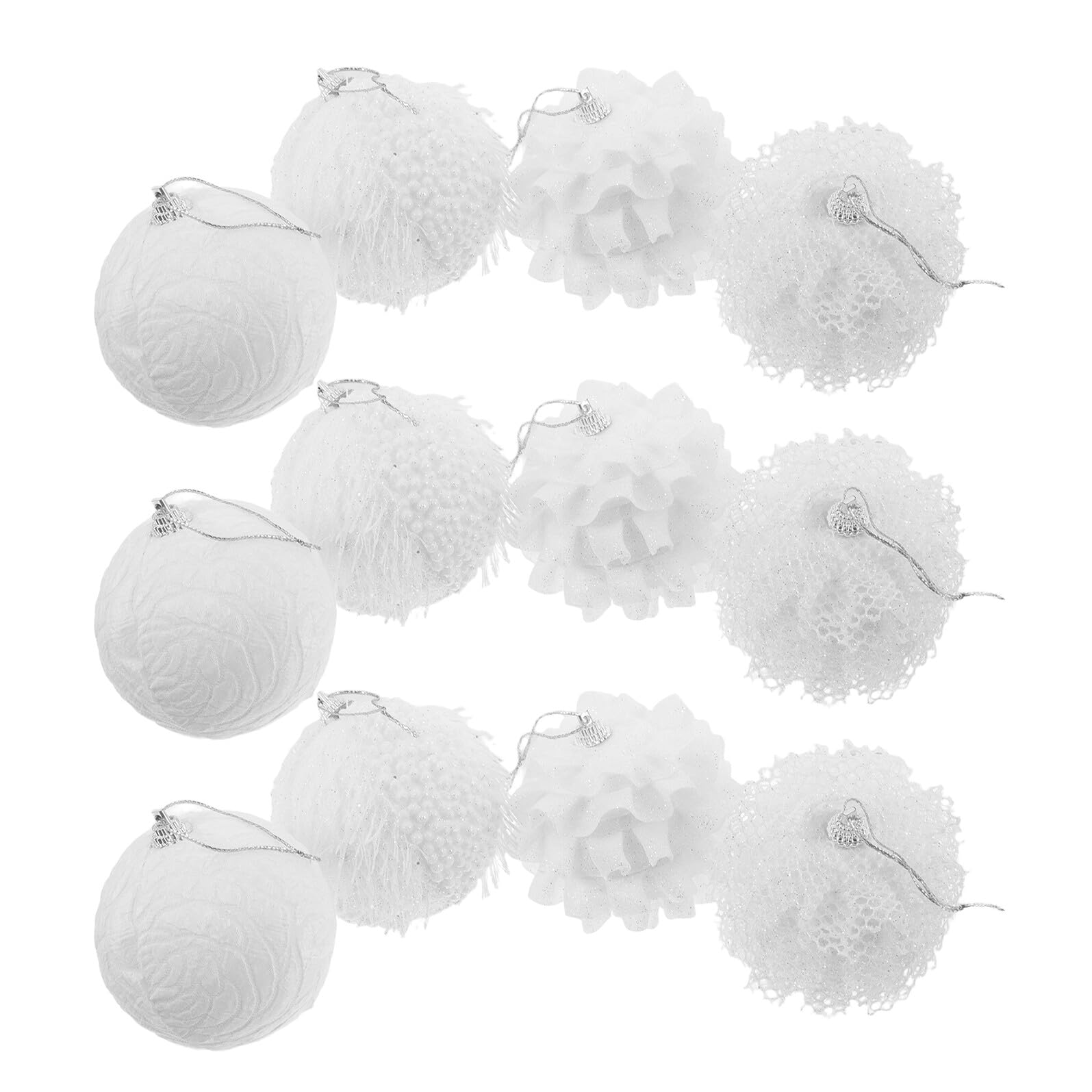 Didiseaon 12pezzi Palline Natalizie Bianche Ornamenti di Pizzo Infrangibili Mini Palline per Appendere all Albero di Natale Decorazioni per Feste e Accessori per Alberi di Natale
