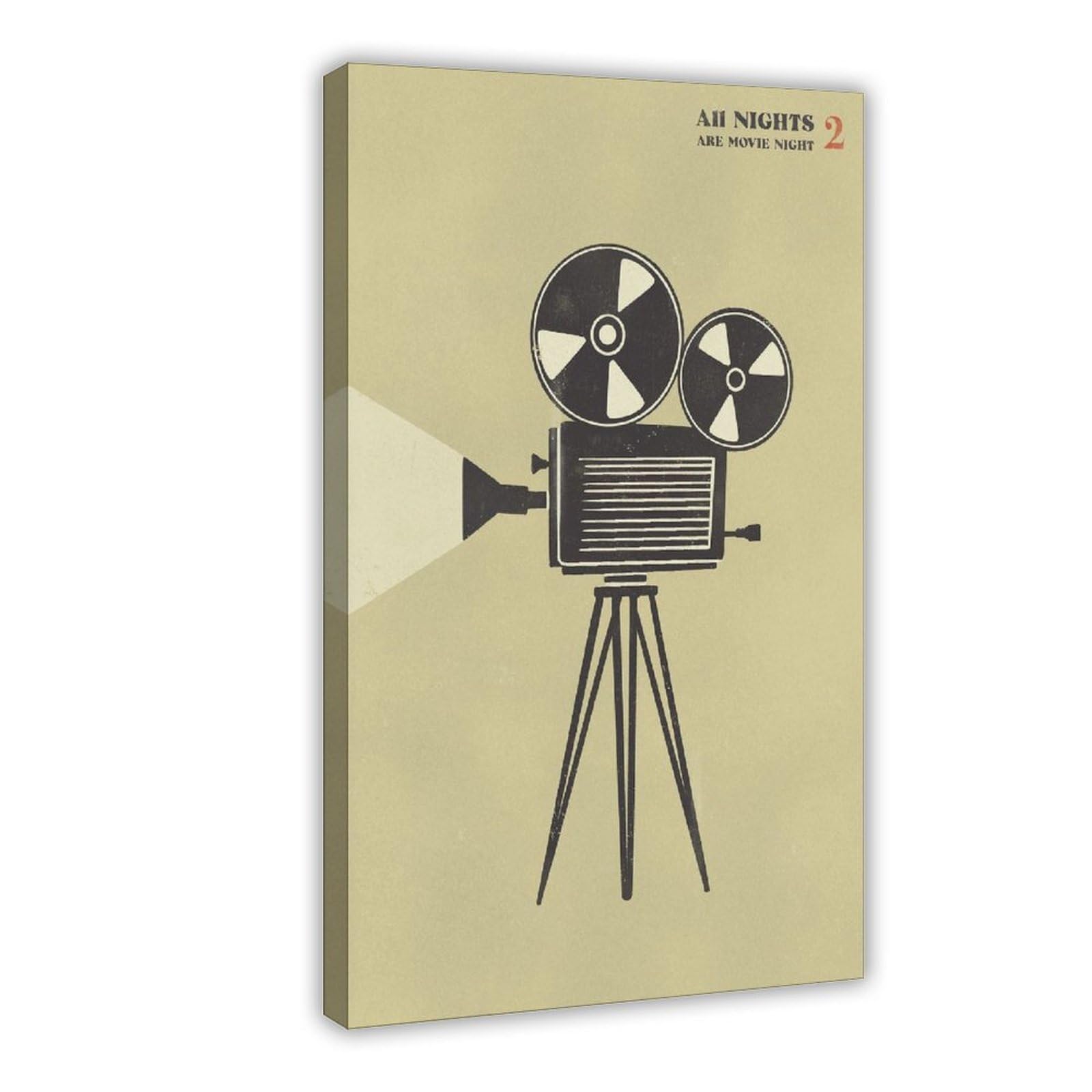 Poster vintage su tela con proiettore cinematografico, decorazione artistica da parete per soggiorno e camera da letto, 40,6 cm di lunghezza x 61 cm di larghezza