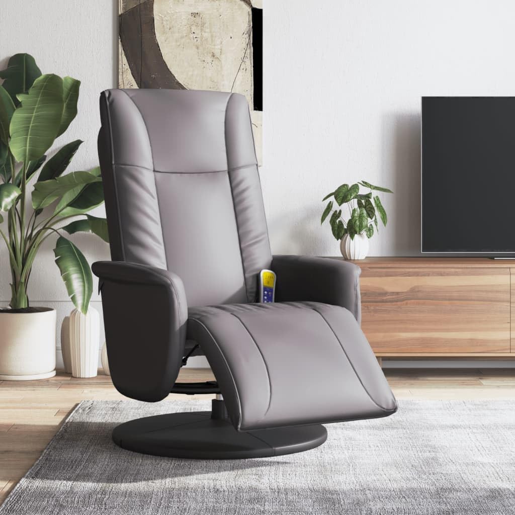 BaraSh Swivel Recliner Chair and Footstool, Faux Leather Massage ...