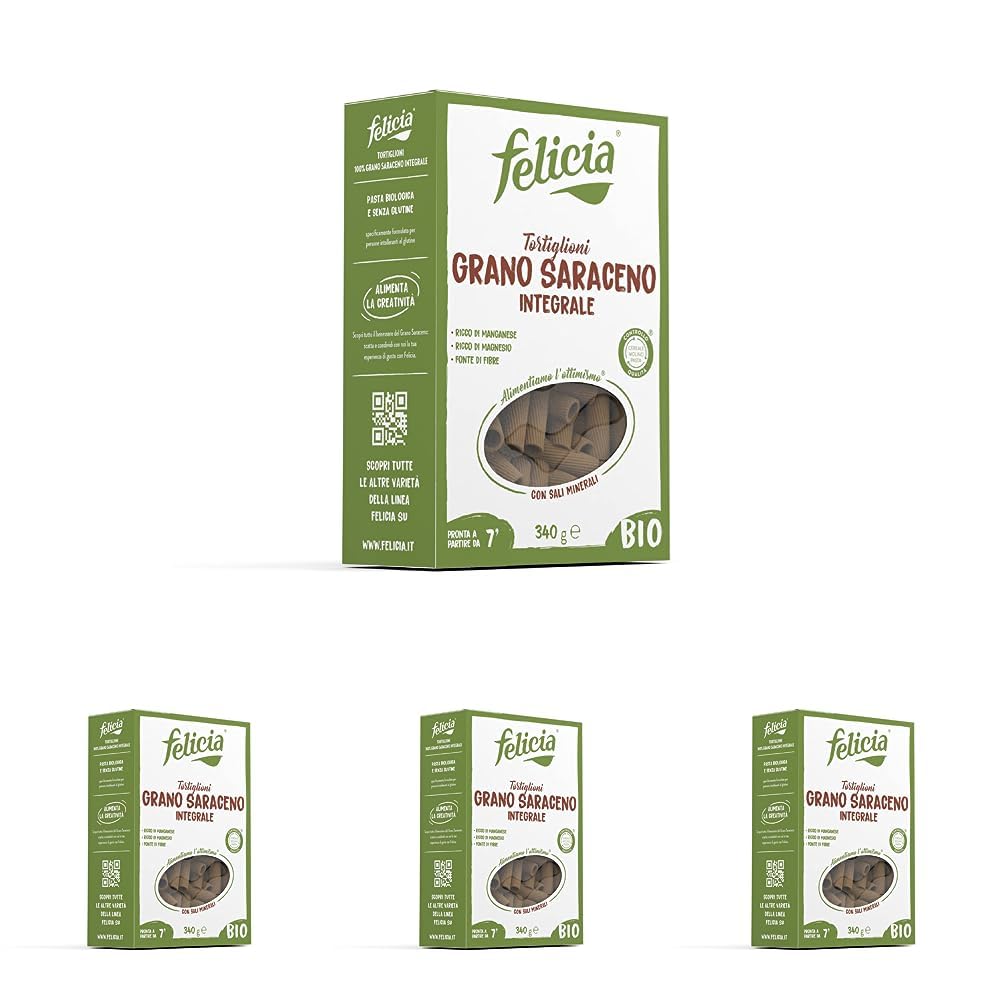 Felicia, Tortiglioni di Grano Saraceno Integrale, Ricca di Magnesio, Ricca di Manganese, Fonte di Fibre, Senza Glutine, Bio, Vegan, Gusto Deciso, Confezione da 1360 g