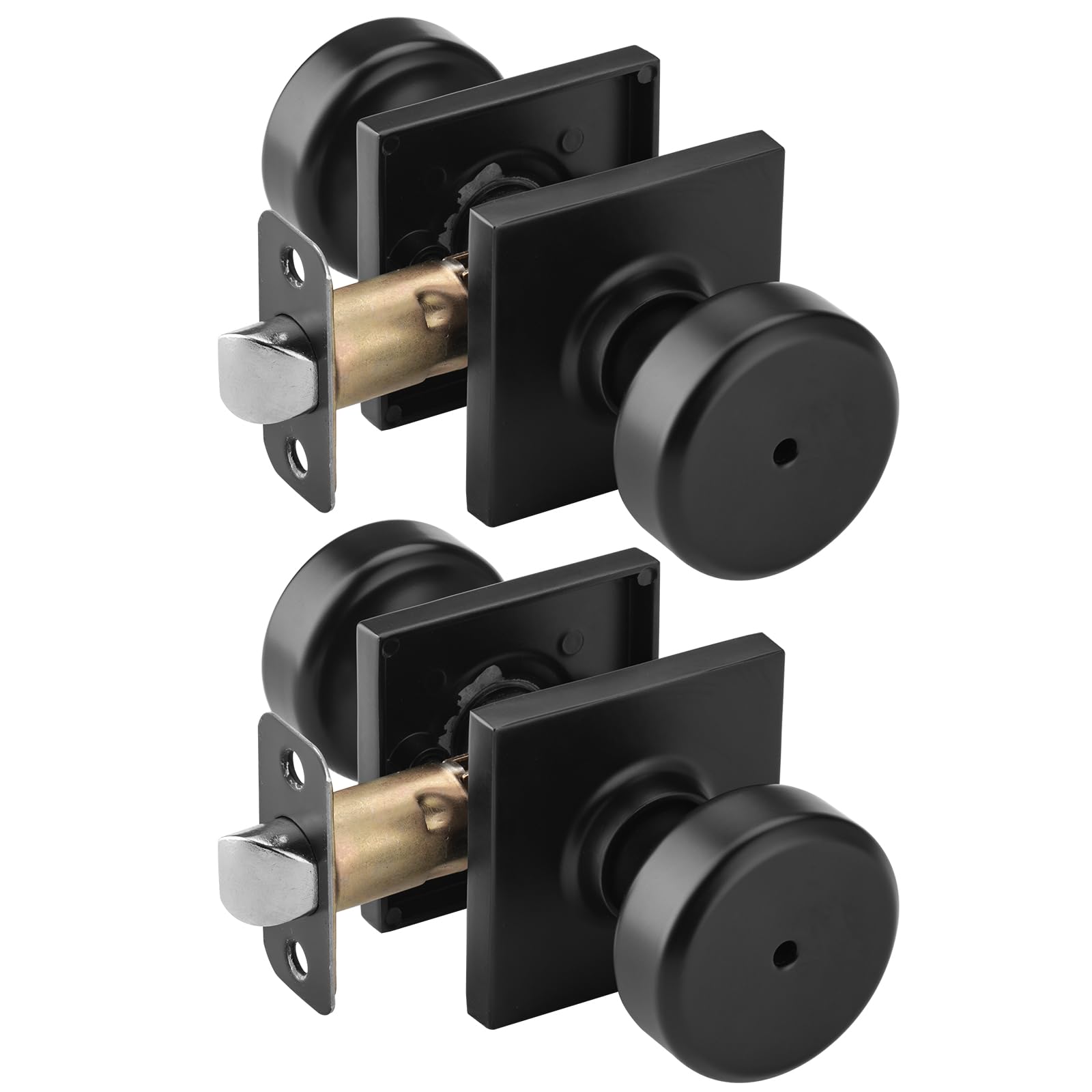 Brushed Gold Door Knobs - 6 Pack with Lock -14