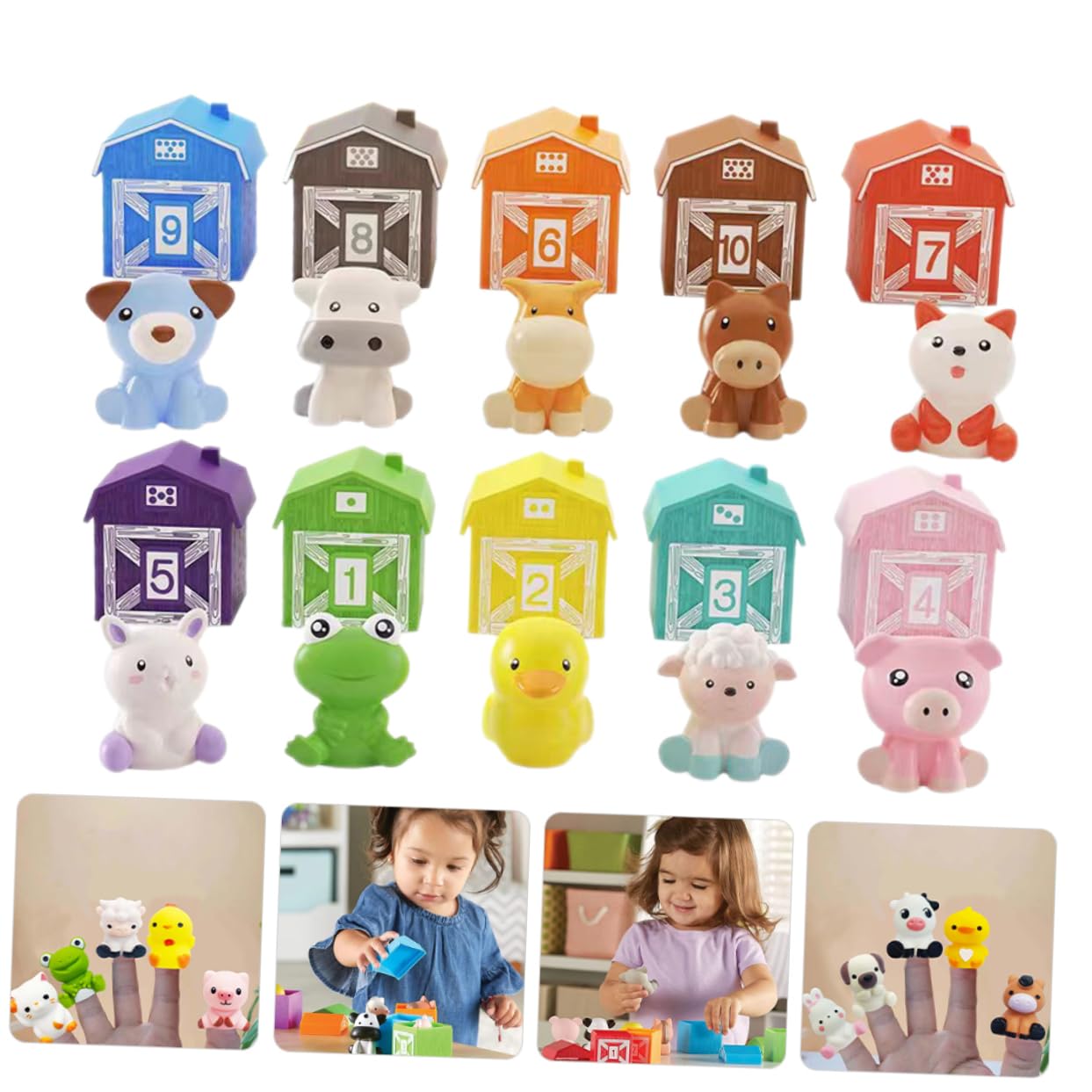 Angoily Marionetas de Dedo de Animales Granja 10 Piezas Flexibles Plásticas Color Mezclado para Juego Educativo y Desarrollo Sensorial Infantil Varios estilos
