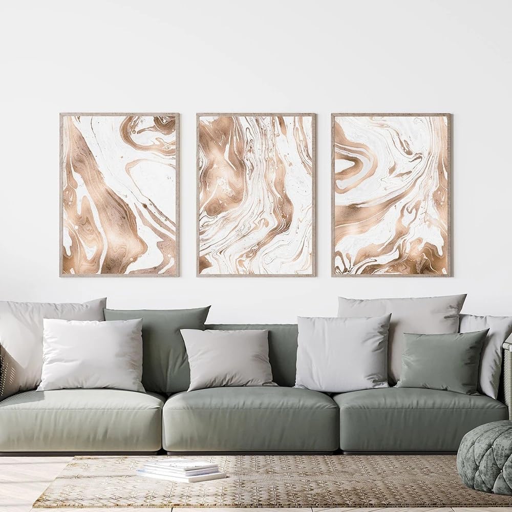 WUHBCZ Canvas Paints-White and Bronze Marble Posters Nordic Abstract Wall Art Canvas Posters and Prints Painting Pictures Living Room Kitchen Office Home Decoration-60 * 70cm/3PCS (No Frame)