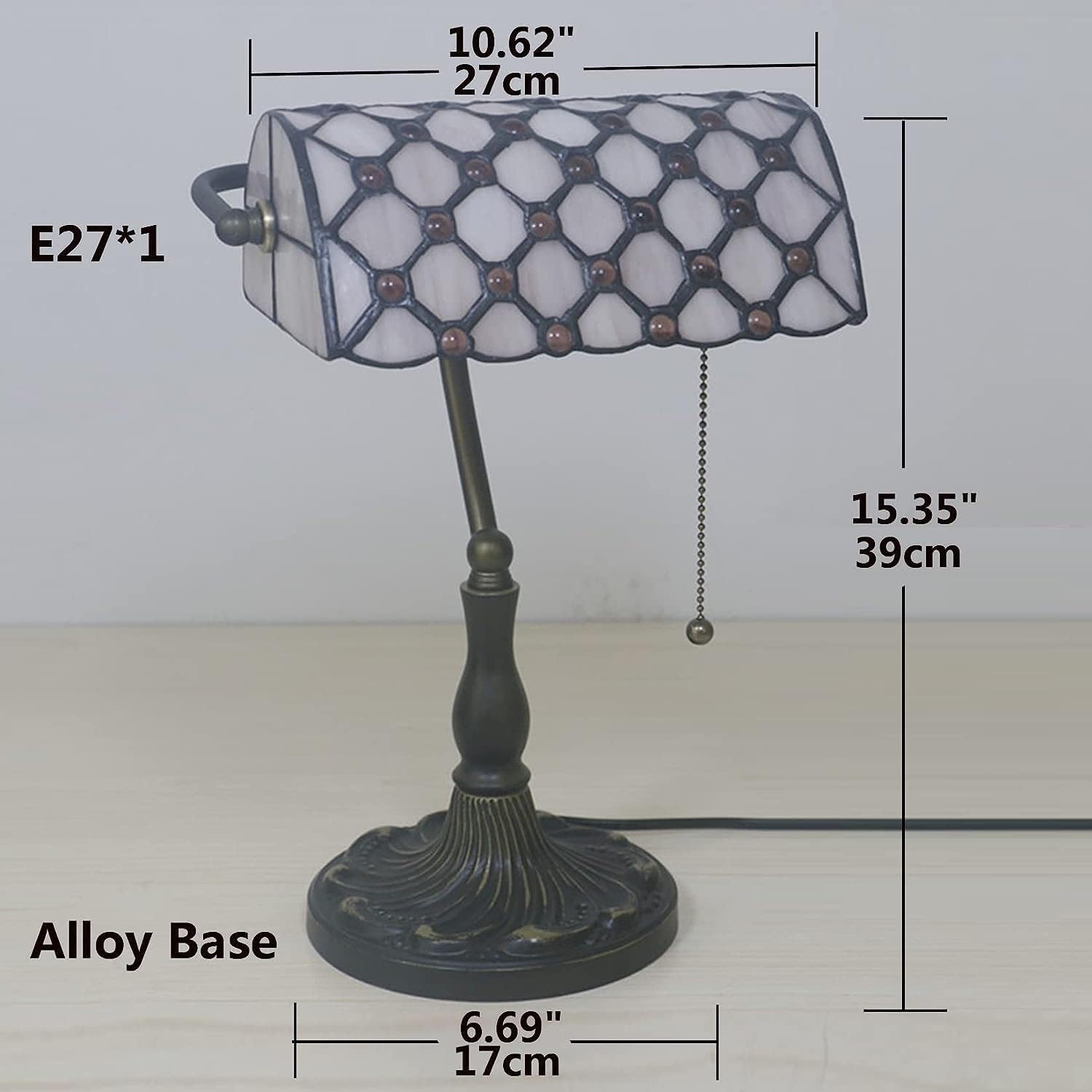 Bankiers Tischlampe, farbige Glaslampe, Kristallperlenschreibtischlampe, Schlafzimmer in der Nacht Leselampe (lila lila Glasperlenschatten) Innovate