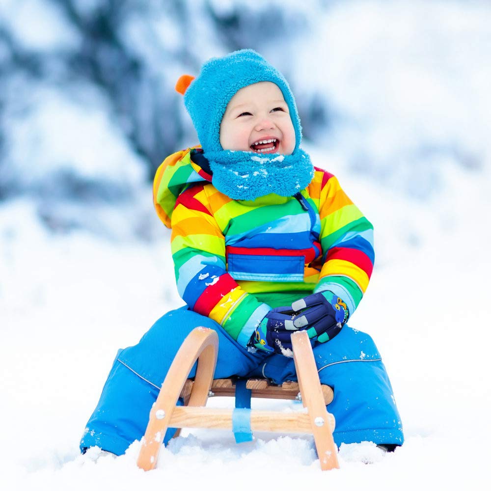 QKURT Kinder Skihandschuhe, Snowboard Handschuhe wasserdichte und Winddichte Winter Fäustlinge für 2-13 Jahre Mädchen und Jungen Skifahren Snowboard Reiten Laufen Wandern Radfahren