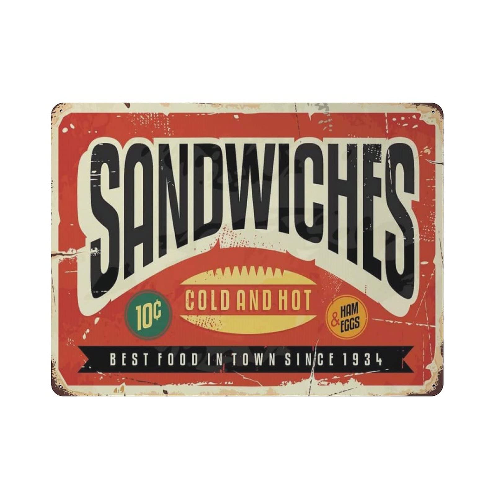 rayprint Metal Tin Sign Sandwiches Vintage Tin Poster Metal Sign Wall Decoration Country Kitchen Home Garage Decor 12"x16"