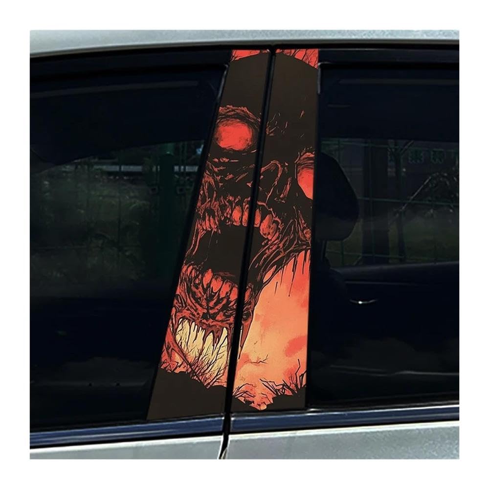 Body Parts 2PCS Skeleton Skull Car B-Pillar Stickers Auto Center Column Waterproof Decals(B)