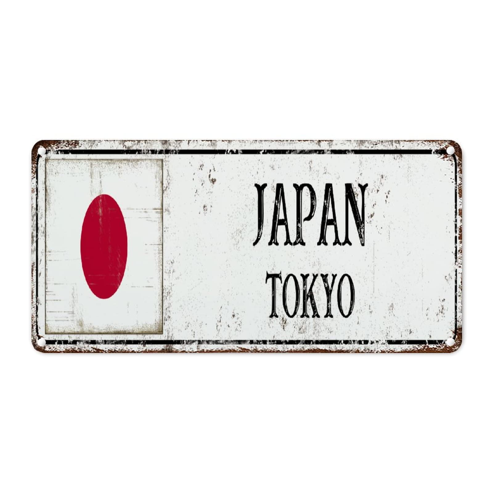 WoGuangis Japan Aluminum Metal Sign Japan National Flag Tokyo City Metal Wall Sign Country Souvenir Gift Retro Aluminum Metal Signs for Living Room 12x6in Travel Lovers Housewarming Gift