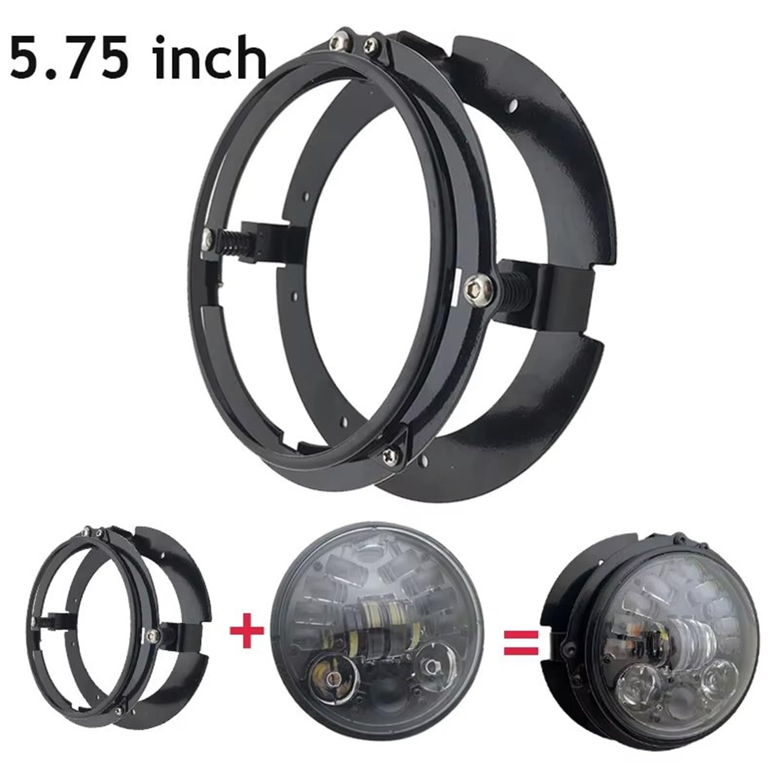 Moto Faro Anteriore Kit Staffa Faro Montaggio Anello Moto Per Fari LED Rotondi Da 5,75 Pollici