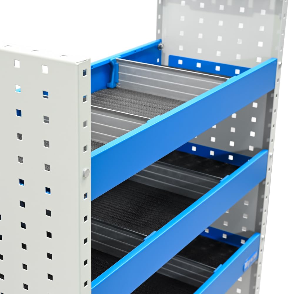 Syncro System Kit scaffalatura furgone Berlingo Partner Kangoo Ducato Boxer Jumper Transit Sprinter – 3 ripiani divisori alluminio antina vano passa-ruota 76x108x31 cm