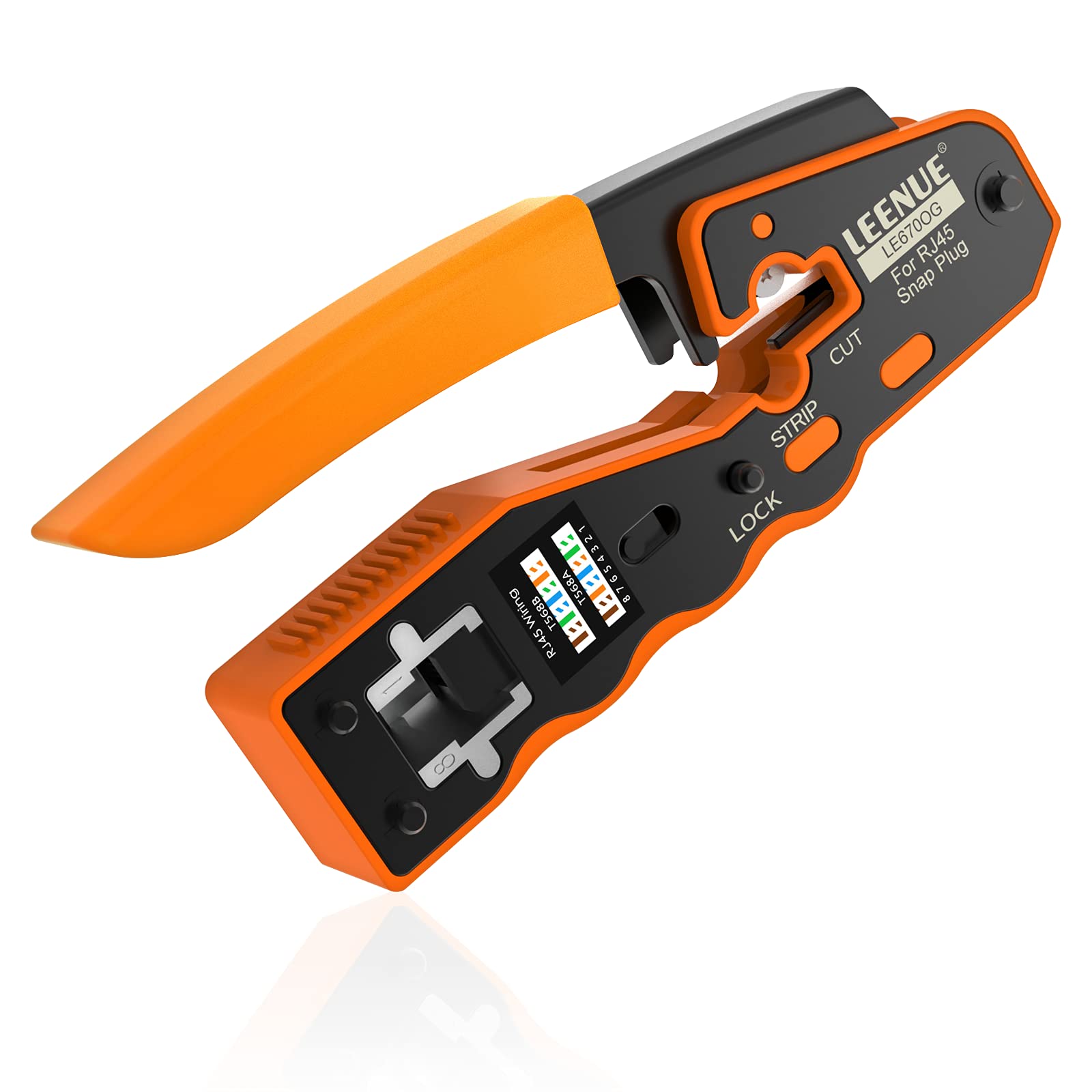 RJ45 Crimp Tool, Wire Crimper/Wire Cutter/Wire Stripper All-in-One Tool for Pass Through Connector