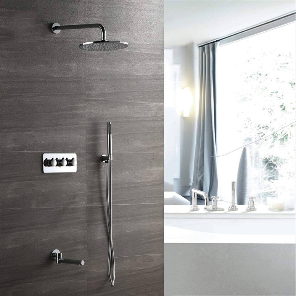 OZBMA Shower Set Concealed Faucet Wall-Mounted Copper Three-Function Embedded Box 250 Dome Spray Bathroom Supplies Water Supply Luxury