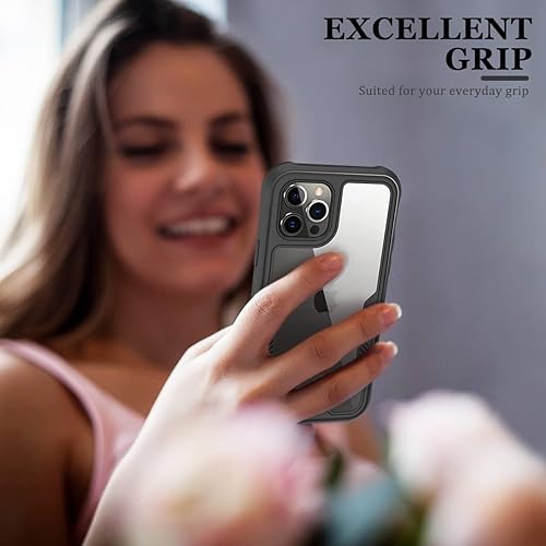 Miniatura 6 de FUNMIKO Funda para iPhone 12 Pro Max, funda transparente con protector de pantalla integrado sensible al tacto, paso de grado militar de 21 pies,