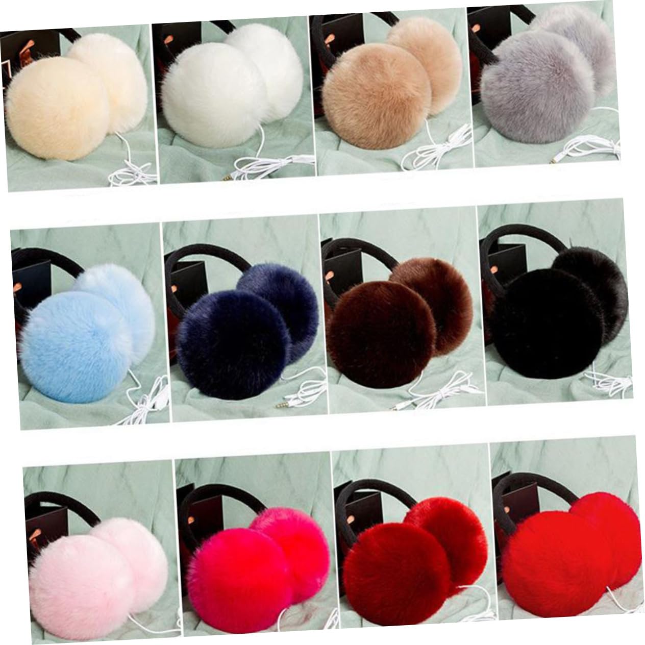 2piezas Orejeras De Invierno Para Mujeres Earmuffs Forro De Piel Sintética Protección Térmica y Sonido Banda De Música Conector De