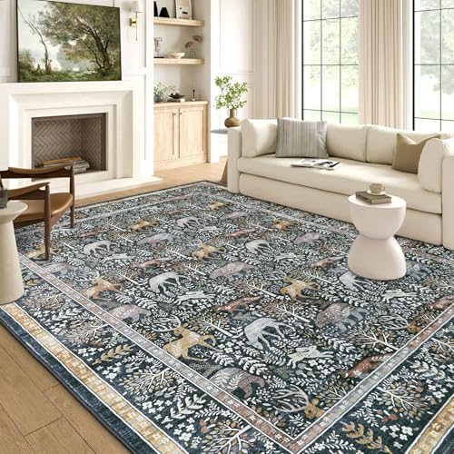 WONGS BEDDING Teppich Wohnzimmer, 160x230cm Wohnzimmerteppich Waschbarer Teppiche Rutschfester Kurzflor Carpet für Schlafzimmer Esszimmer Home Office