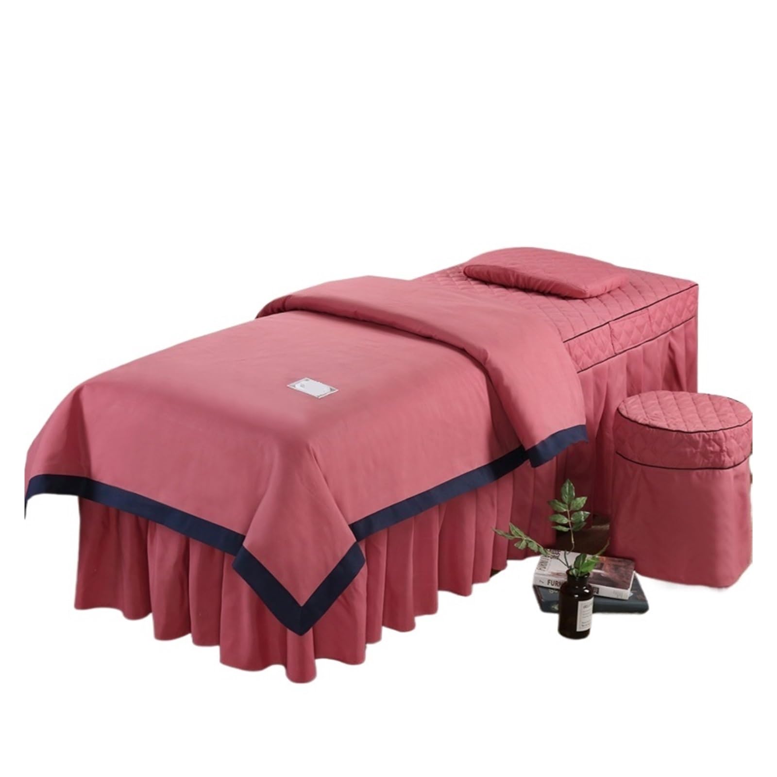 Beauty Salon Bed Cover Sets 4pcs Skin-Friendly Bed Cover Sheets Massage Spa Bedskirt Pillowcase Quilt Sets(Bean,190X80)