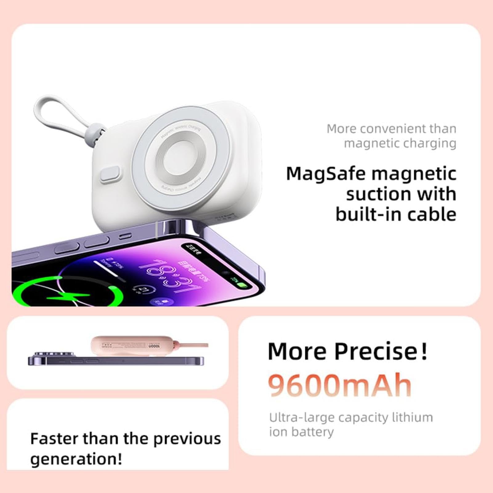 Chargeur portable sans fil, 10 000 mAh, petit chargeur de batterie