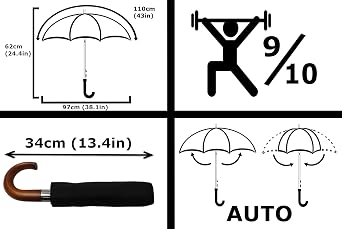 Rare 12 Rib Compact Small Umbrella - Strong Windproof Umbrella - Vented