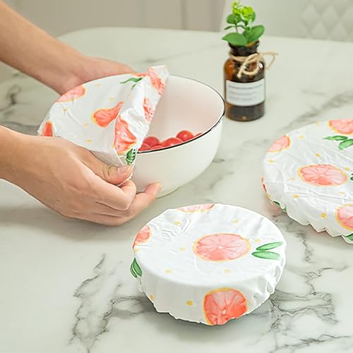 Miniatura 2 de Ochine 3 fundas reutilizables para tazones en 3 tamaños de tela elástica para tazones de tela reutilizable fundas elásticas para almacenamiento de