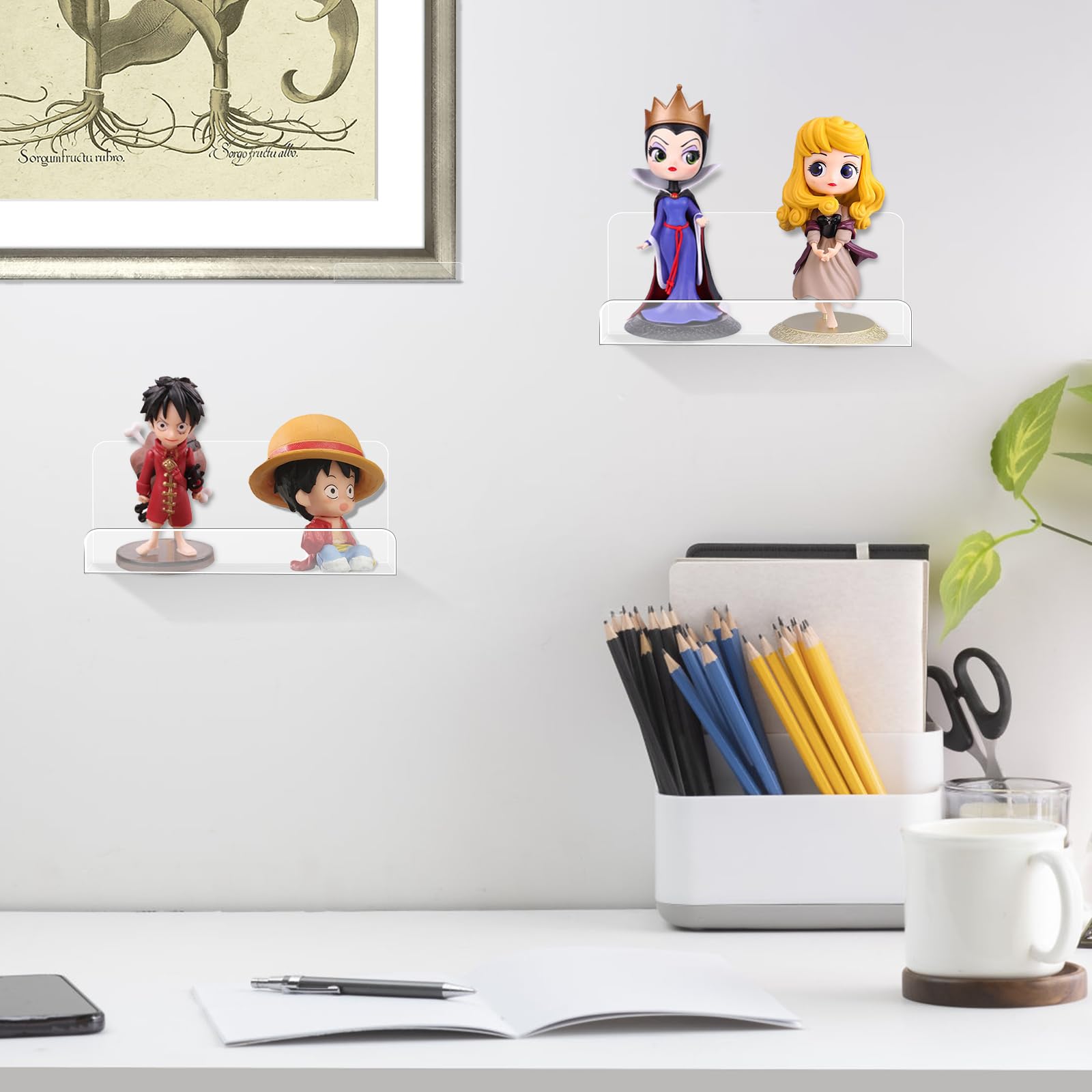 Estante de pared para discos de vinilo, estantes de exhibición de revistas de 12 pulgadas, paquete de 6, soporte de discos acrílicos, estantes de pared flotantes para baño, dormitorio
