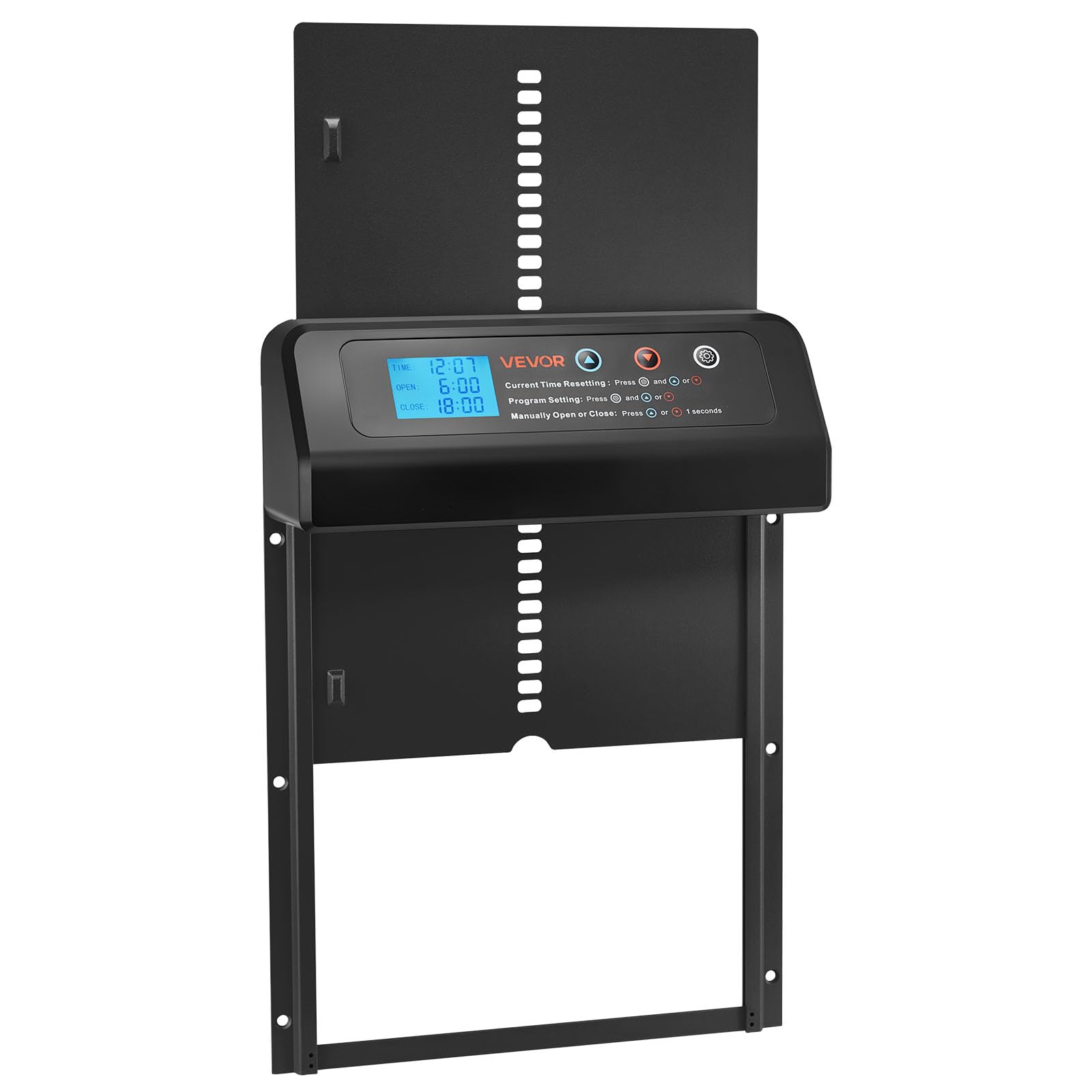VEVOR Porte Poulailler Automatique, Alimentation par Piles, 2 Modes avec Minuterie et Réglage Manuel, Système Anti-pincement, Alliage d'Aluminium, Ouvre-Porte Poulailler Automatique et Étanche, Noir
