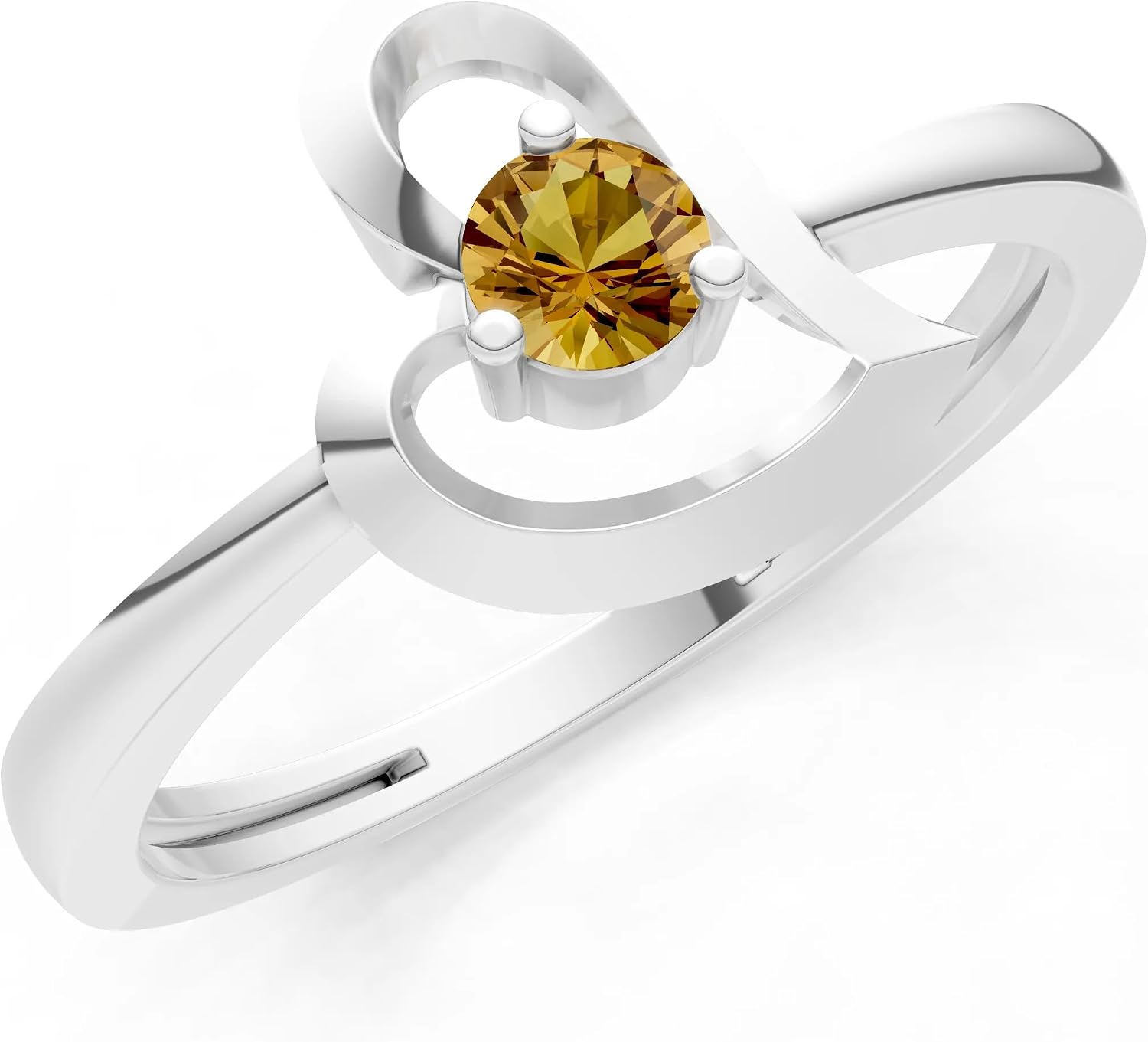 PEORA Round Cut Citrine Stackable Band Available in Solid 10K, 14K or 18K Ring – White, Yellow or Rose Gold
