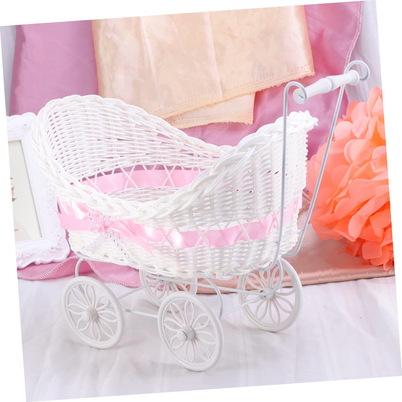 Unomor Cane Tricycle Flower Basket Unique Stroller Ornament for Home Wedding Birthday Dec