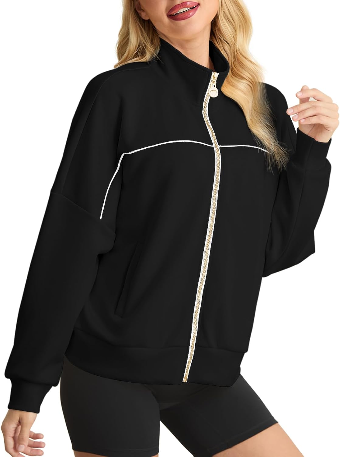 Feiersi Womens Zip Up Sweatshirts Long Sleeve Hoodies Fall Fashion Outfits Casual Trendy Jackets With Pockets - Image 5