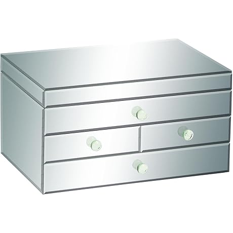 Deco 79 Glam Glass Jewelry Box with Mirrored Lid (11 x 9...