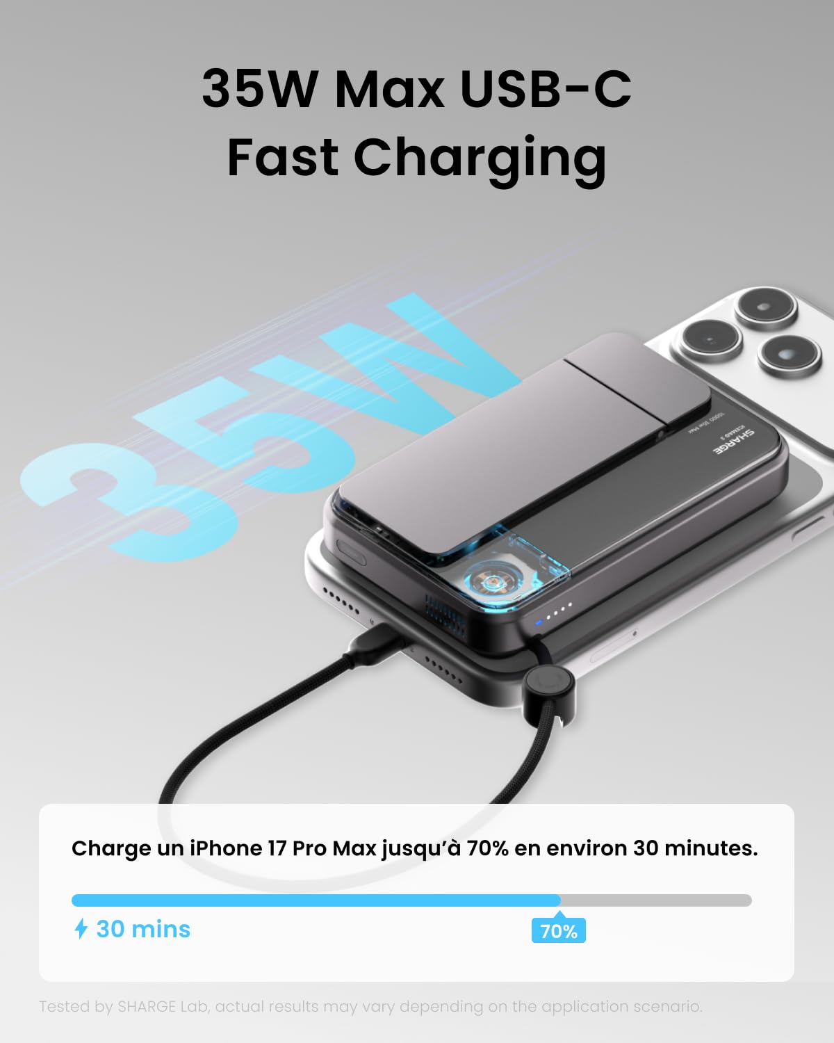 SHARGE ICEMAG 3 Qi2.2 25w Batterie Externe Magsafe 10000mAh ActiveCooling