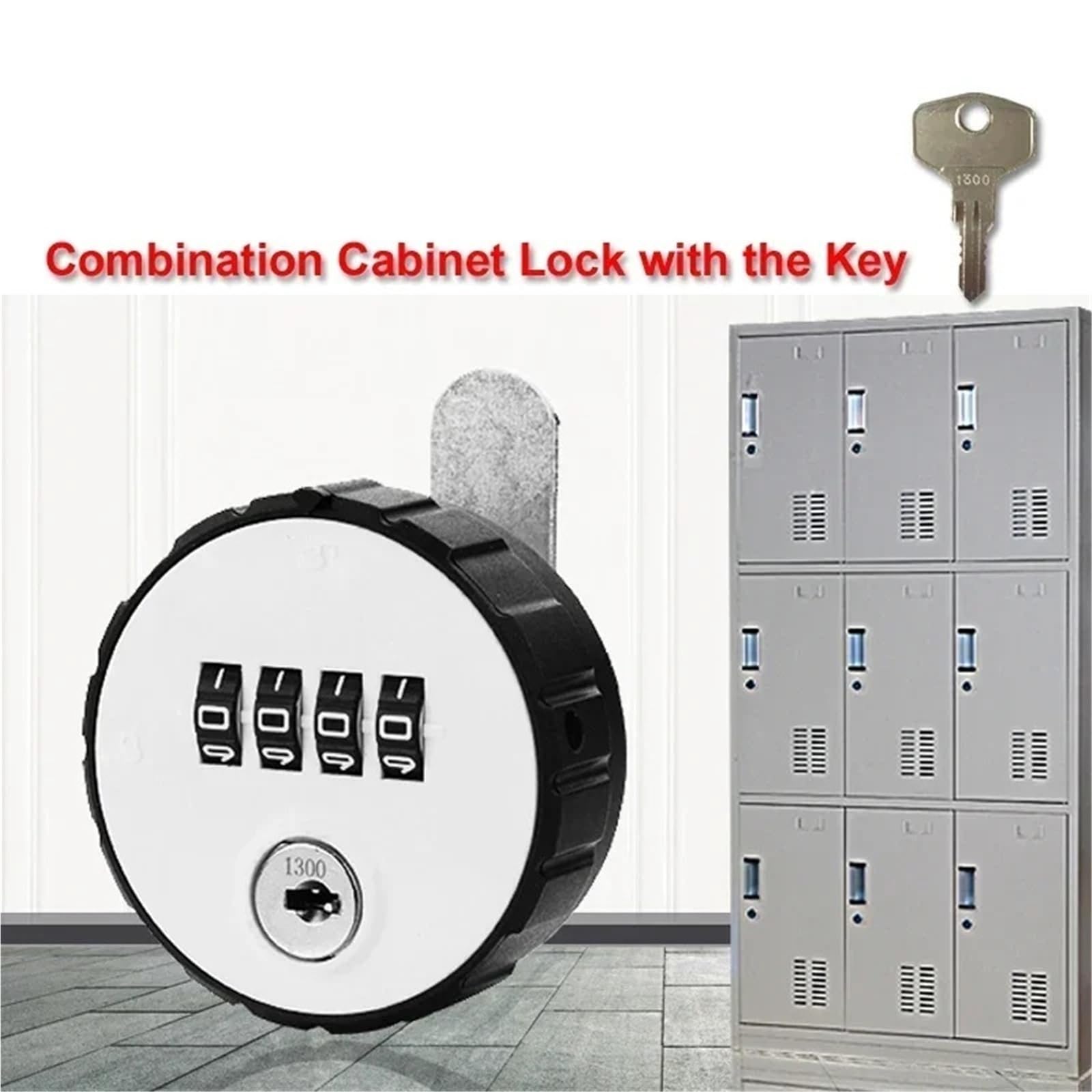 Cerradura de leva for gabinete de 4 dígitos sin llave for cajón, puerta, taquilla de gimnasio con reinicio de llave MS513 H, 1 unidad(L 26mm 1PCS)
