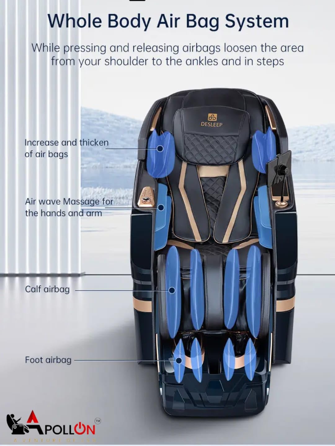 Apollon Z90 Full_Body Massage Chair/ 4D Mechanism Roller Massage System/ 24 Auto Program/ 9 Massage Technology/ 147 cm Super Long SL Track/ 3D Heater/ AI Voice Camend, Multicol Apollon Z90 Full_Body Massage Chair/ 4D Mechanism Roller Massage System/ 24 Auto Program/ 9 Massage Technology/ 147 cm Super Long SL Track/ 3D Heater/ AI Voice Camend, Multicol