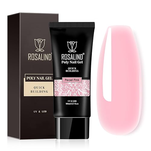 ROSALIND Gel de extensión de polietileno rosa perla, 2.7 onzas, constructor de gel de uñas rosa para decoración de uñas, extensión de engrosamiento