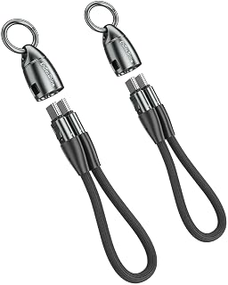 Short USB C Cable PD 240W(2 Pack), 6 Inch Keychain USBC Cable/Phone Lanyard USB-C to Type-C Cables/Fast Charging Cables for Phone17/16/15 Samsung Galaxy Tablet Laptop External SSD(Black) - Amazon product rated Grade A