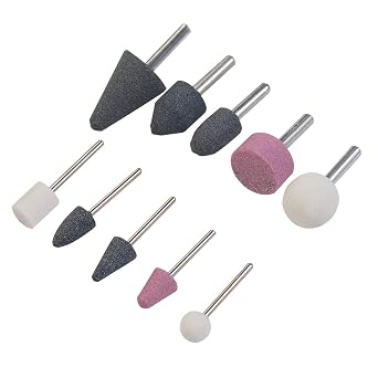 KSEIBI 689052 Grinding Stone Set of 10 Pc Stone Rotary Grinding Bits with 1/4 Inch and 1/8 Inch Shank
