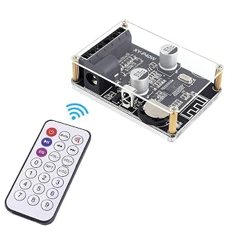 DollaTek Bluetooth 5.0 Amplifier Board 20W 30W 40W Stereo Module Dual Channel Wireless Digital Audio Receiver with Remote Control and Acrylic Case for DIY