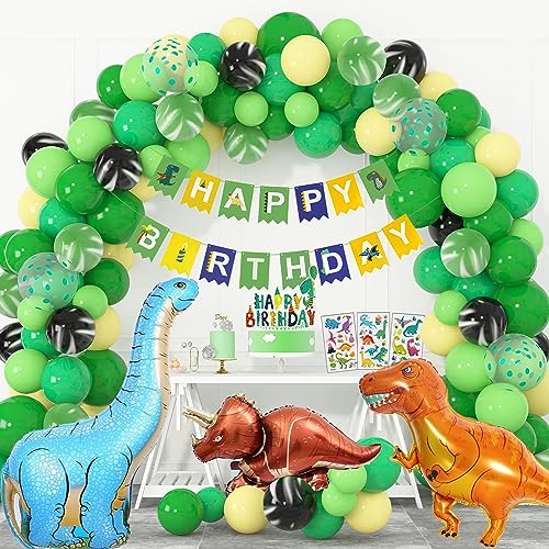 UYUYong Dinosaurier Geburtstagsparty Set - 90 Teile Dekoration Mit Luftballons, Einladungen & Tischdecke