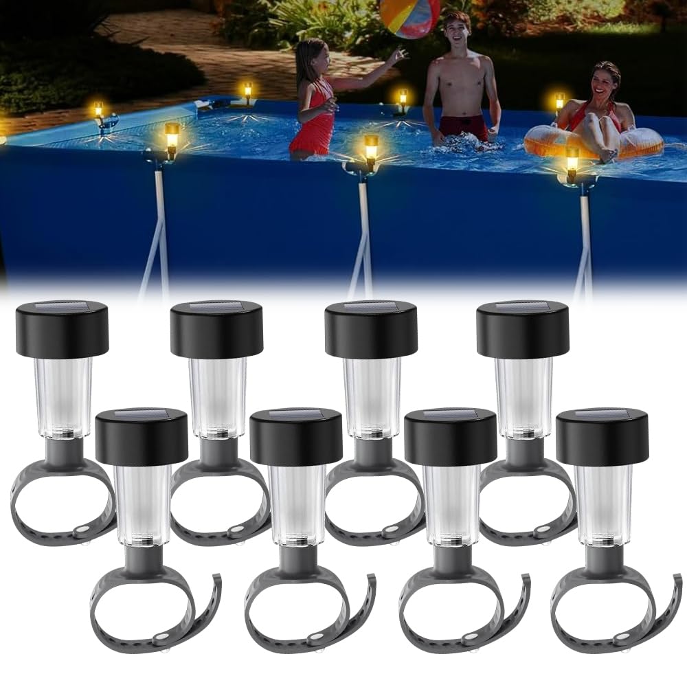 Luces Piscina, 8PCS Lámpara Solar de Jardín, IP65 Impermeable Luces Para Piscina, Luces Solares LED Exterior Jardin,Accesorios de Piscina,para Jardín, Patio, Calzada, Piscina y Camping
