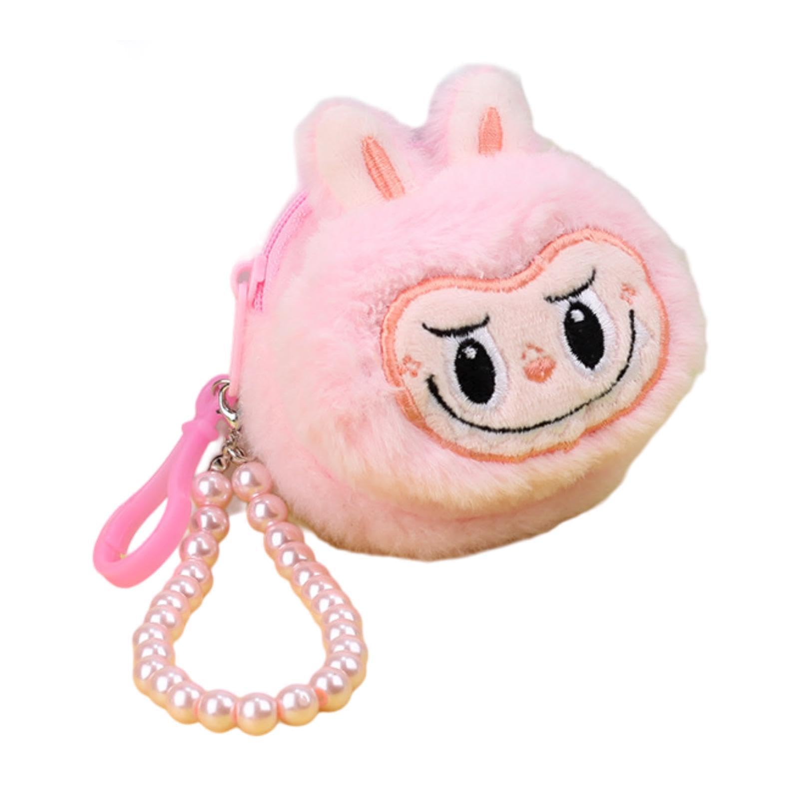 nivaa Cute Labubu Mini Purse Pocket Lovely Change Pouch for Vacation Holiday Party Round Pink-picture-38