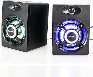 Atrasee Computer Speakers for Desktop, Portable Stereo 2.0 RGB Gaming Speaker, USB-Powered Wired PC Speaker with Bass Surround, LED Lights, Volume Control, 3.5mm Aux for Laptop Projector Monitor