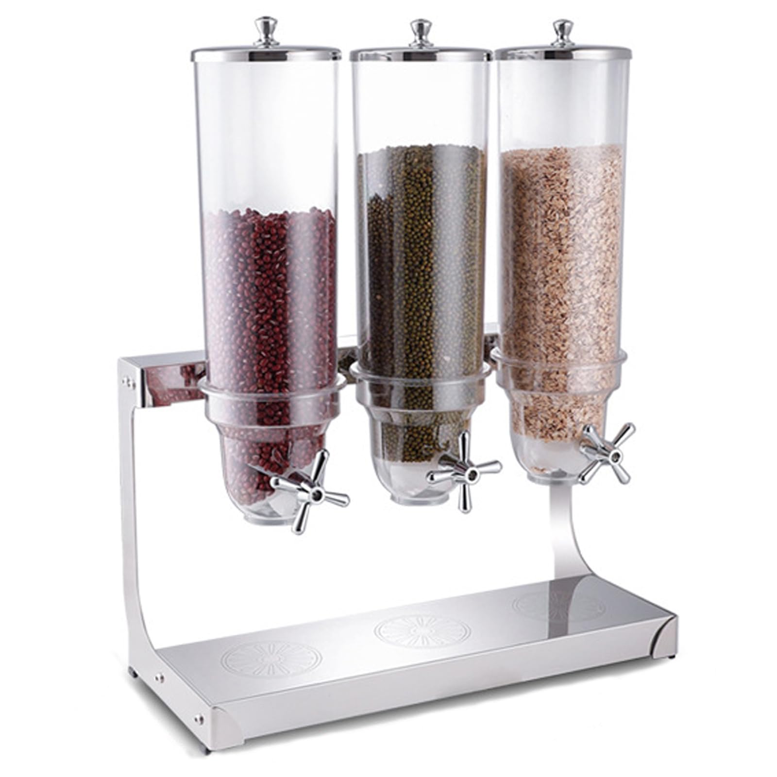 10.5L Triplo Dispenser Per Alimenti, In Acciaio Inox Da Banco Dispenser Per Cereali Organizzatore Di Snack Contenitori Per Cereali Per Farina D'avena Dado Granola Caramelle